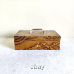 Vintage Gun Brand 3 Compartment Belgium Mirror Jewellery Box Original Key TB1713