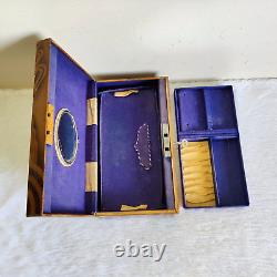 Vintage Gun Brand 3 Compartment Belgium Mirror Jewellery Box Original Key TB1713