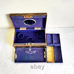 Vintage Gun Brand 3 Compartment Belgium Mirror Jewellery Box Original Key TB1713