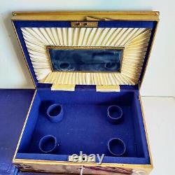 Vintage Gun Brand 3 Compartment Mirror Fitted Jewelery Box Money Chest TB1714