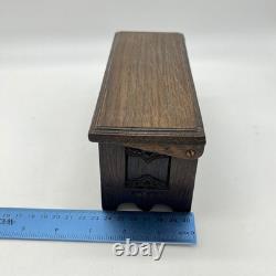 Vintage H. Uphill Wilton Miniature Carved Oak Chest Trunk Box England