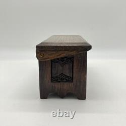 Vintage H. Uphill Wilton Miniature Carved Oak Chest Trunk Box England