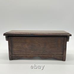 Vintage H. Uphill Wilton Miniature Carved Oak Chest Trunk Box England