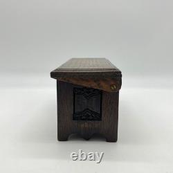 Vintage H. Uphill Wilton Miniature Carved Oak Chest Trunk Box England