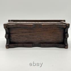 Vintage H. Uphill Wilton Miniature Carved Oak Chest Trunk Box England