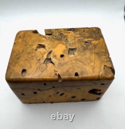 Vintage Hand-Carved Burl Wood Box Michael Elkan Style-Organic Modern 1980s