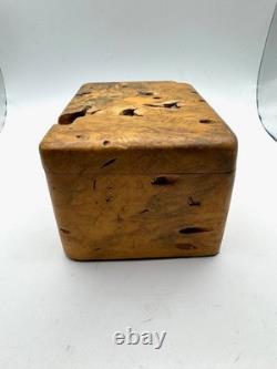 Vintage Hand-Carved Burl Wood Box Michael Elkan Style-Organic Modern 1980s