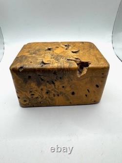 Vintage Hand-Carved Burl Wood Box Michael Elkan Style-Organic Modern 1980s