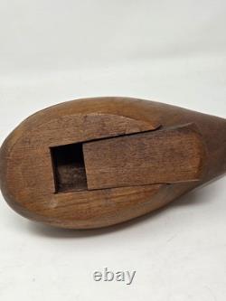 Vintage Hand Carved Teak Wood Duck Box Hidden Storage Art Decoy Trinket Folk Art