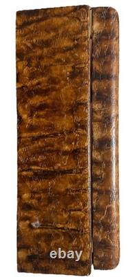 Vintage Hand-Carved Wood Box with Raised Bronze-Style Elk Fighting Scene