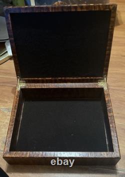 Vintage Hand-Carved Wood Box with Raised Bronze-Style Elk Fighting Scene