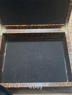 Vintage Hand-Carved Wood Box with Raised Bronze-Style Elk Fighting Scene