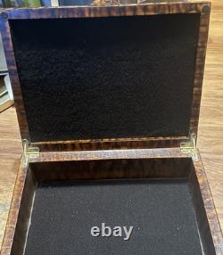 Vintage Hand-Carved Wood Box with Raised Bronze-Style Elk Fighting Scene