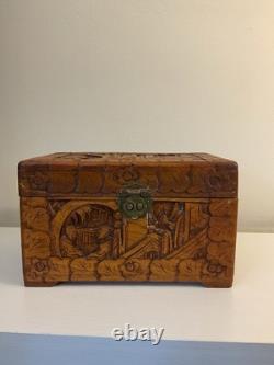 Vintage Hand Carved Wooden Box