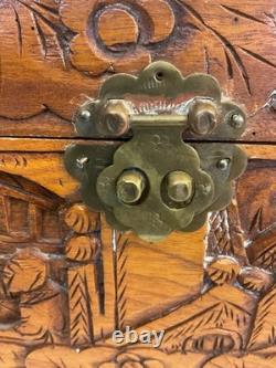 Vintage Hand Carved Wooden Box