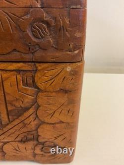 Vintage Hand Carved Wooden Box