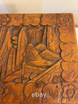 Vintage Hand Carved Wooden Box