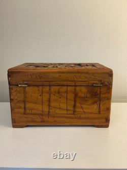 Vintage Hand Carved Wooden Box