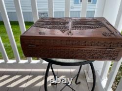 Vintage Hand Carved Wooden Decorative Box BOOK SHAPED