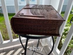 Vintage Hand Carved Wooden Decorative Box BOOK SHAPED