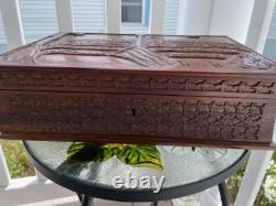 Vintage Hand Carved Wooden Decorative Box BOOK SHAPED