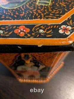 Vintage Hand-Painted Indian Octagonal & Hexagonal Wood Box Set Rajasthani Art