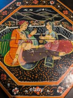 Vintage Hand-Painted Indian Octagonal & Hexagonal Wood Box Set Rajasthani Art