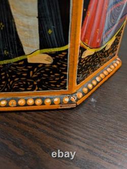 Vintage Hand-Painted Indian Octagonal & Hexagonal Wood Box Set Rajasthani Art