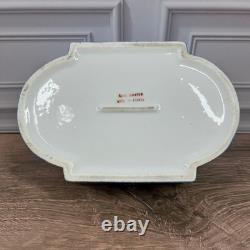 Vintage Hand Painted Made in France Porcelain Trinket Box Blue Floral Gold