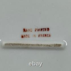 Vintage Hand Painted Made in France Porcelain Trinket Box Blue Floral Gold