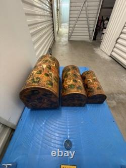 Vintage Hand-Painted Wood Storage Chests