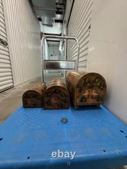 Vintage Hand-Painted Wood Storage Chests