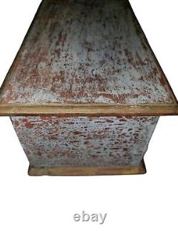 Vintage Hand Painted Wooden Chest with Drawers Rustic Folk Art Decor