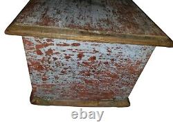 Vintage Hand Painted Wooden Chest with Drawers Rustic Folk Art Decor