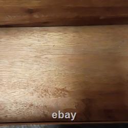 Vintage Hand carved Wooden Box With Lid Heavy Solid Stained Wood 14.5