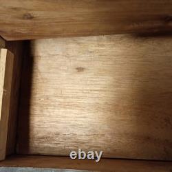 Vintage Hand carved Wooden Box With Lid Heavy Solid Stained Wood 14.5