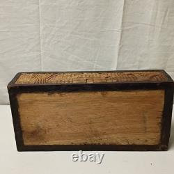 Vintage Hand carved Wooden Box With Lid Heavy Solid Stained Wood 14.5