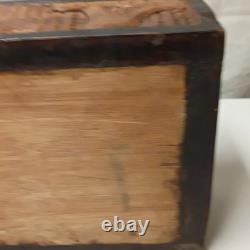Vintage Hand carved Wooden Box With Lid Heavy Solid Stained Wood 14.5 Vintage Hand carved Wooden Box With Lid Heavy Solid Stained Wood 14.5