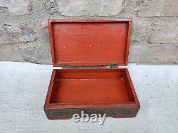 Vintage HandPainted Wooden Lacquered Burmese Box Woodenware BOX Collectable W500