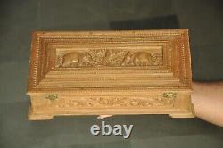 Vintage Handcrafted Wooden Elephant Engraved Fine Jewellery Box