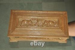 Vintage Handcrafted Wooden Elephant Engraved Fine Jewellery Box