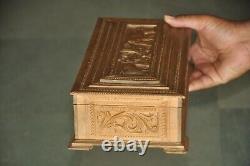 Vintage Handcrafted Wooden Elephant Engraved Fine Jewellery Box