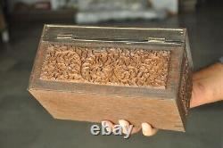 Vintage Handcrafted Wooden Floral Engraved 2 Compartment Fine Jewellery Box