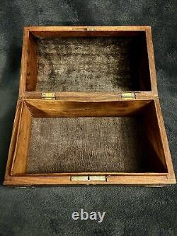 Vintage Handcrafted Wooden Wood Treasures Keepsakes Box 9.5D