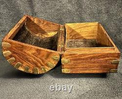 Vintage Handcrafted Wooden Wood Treasures Keepsakes Box 9.5D