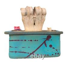 Vintage Handcrafted Zeke & Marty Decorative Teal Leather Box