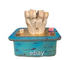 Vintage Handcrafted Zeke & Marty Decorative Teal Leather Box