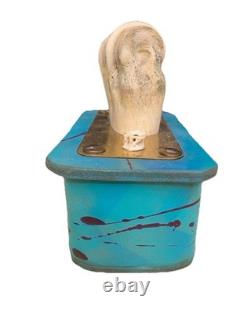 Vintage Handcrafted Zeke & Marty Decorative Teal Leather Box