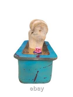 Vintage Handcrafted Zeke & Marty Decorative Teal Leather Box