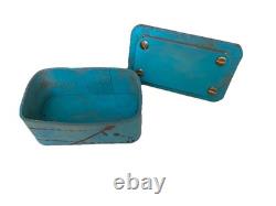 Vintage Handcrafted Zeke & Marty Decorative Teal Leather Box